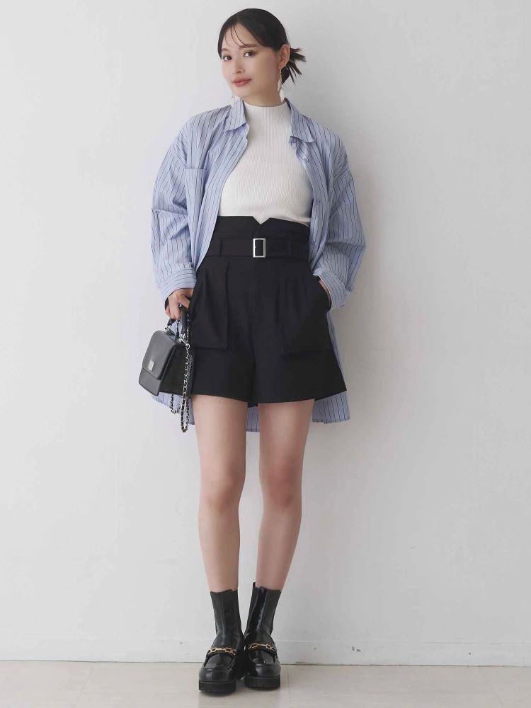 マーキュリーデュオ MERCURYDUO ワンポイント エンブロイダリーボーイフレンドシャツ （ブルー） ブルー