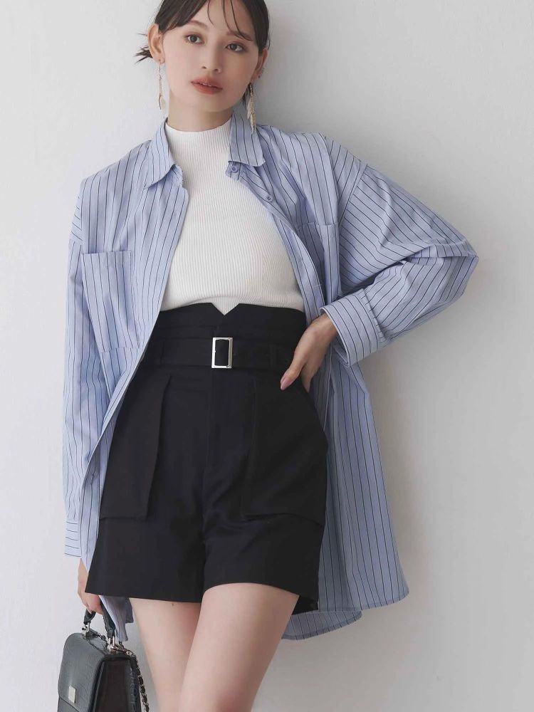 マーキュリーデュオ MERCURYDUO ワンポイント エンブロイダリーボーイフレンドシャツ （ブルー） ブルー