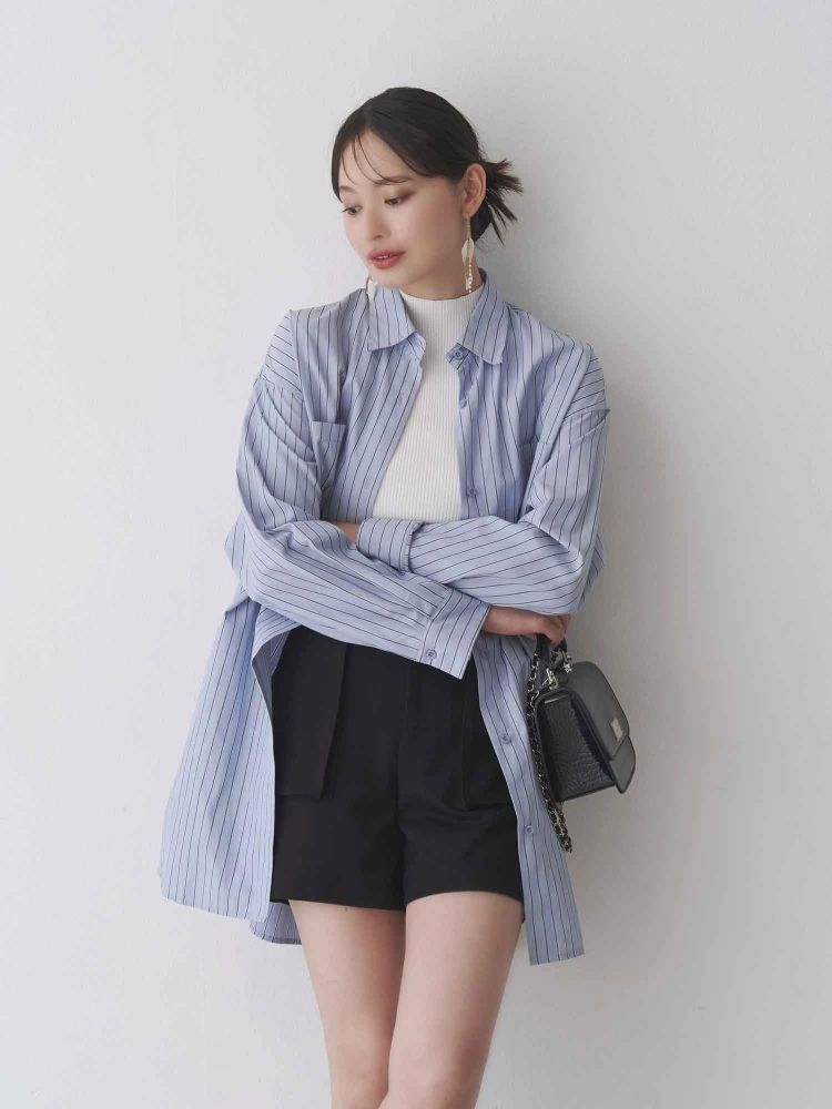 マーキュリーデュオ MERCURYDUO ワンポイント エンブロイダリーボーイフレンドシャツ （ブルー） ブルー