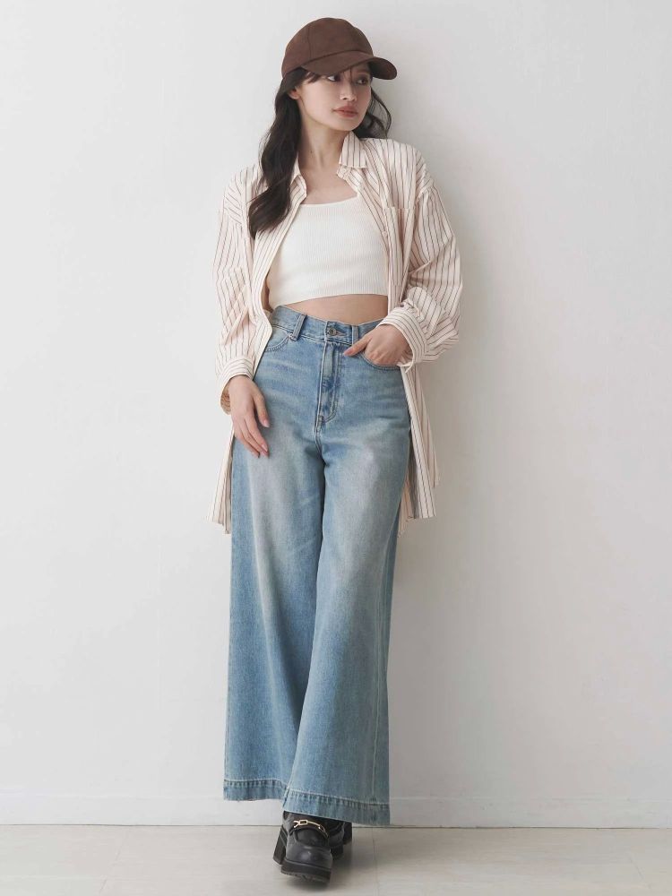 マーキュリーデュオ MERCURYDUO ワンポイント エンブロイダリーボーイフレンドシャツ （ブルー） ブルー