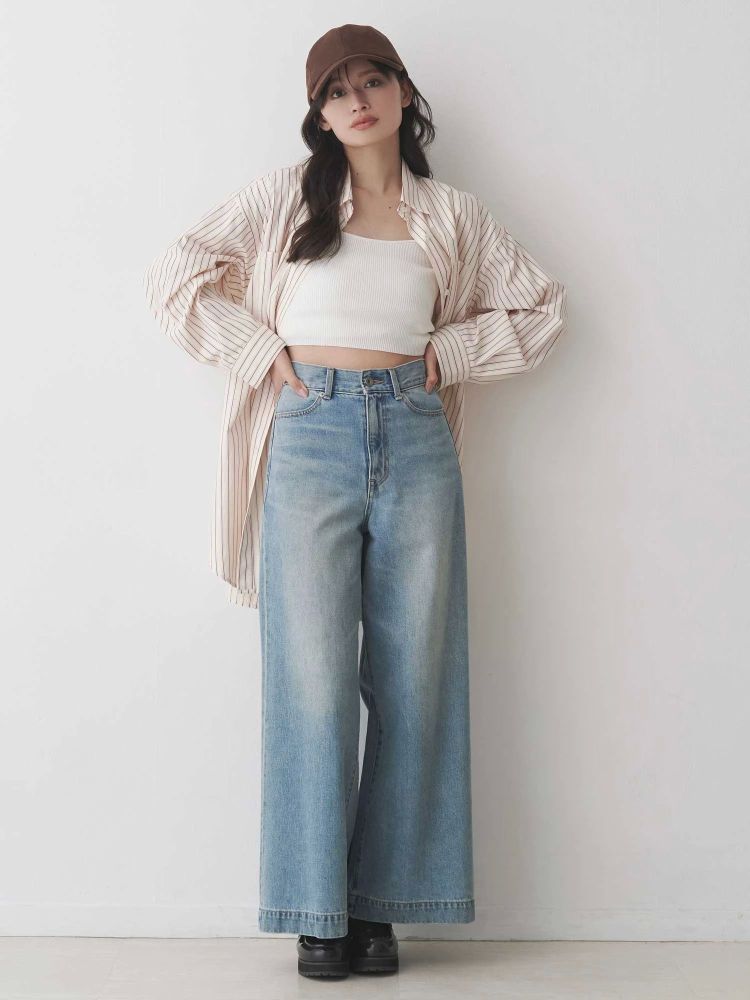 マーキュリーデュオ MERCURYDUO ワンポイント エンブロイダリーボーイフレンドシャツ （ブルー） ブルー