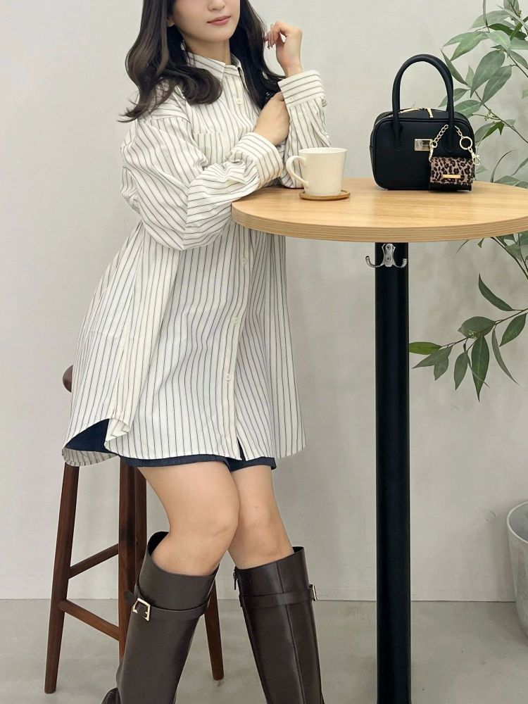 マーキュリーデュオ MERCURYDUO ワンポイント エンブロイダリーボーイフレンドシャツ （ブルー） ブルー