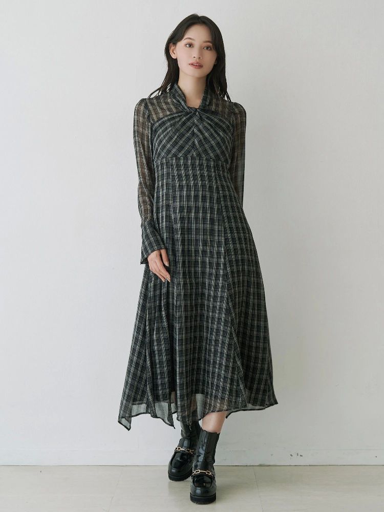 マーキュリーデュオ MERCURYDUO ツイストネックロングスリーブワンピース （ブラック） ブラック
