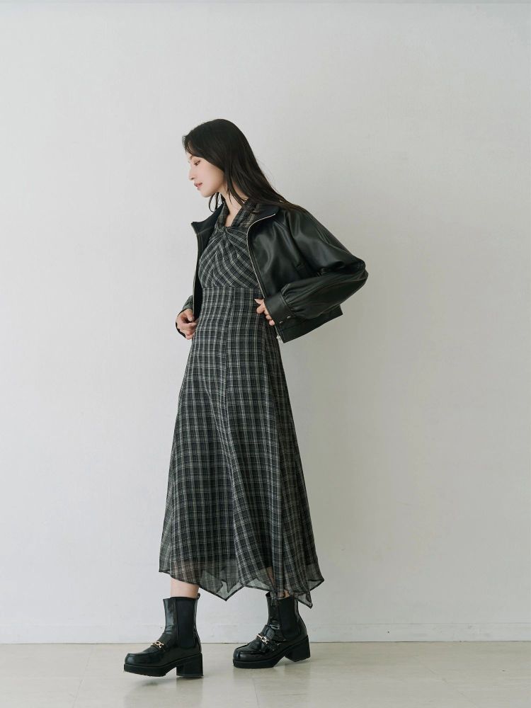 マーキュリーデュオ MERCURYDUO ツイストネックロングスリーブワンピース （ブラック） ブラック