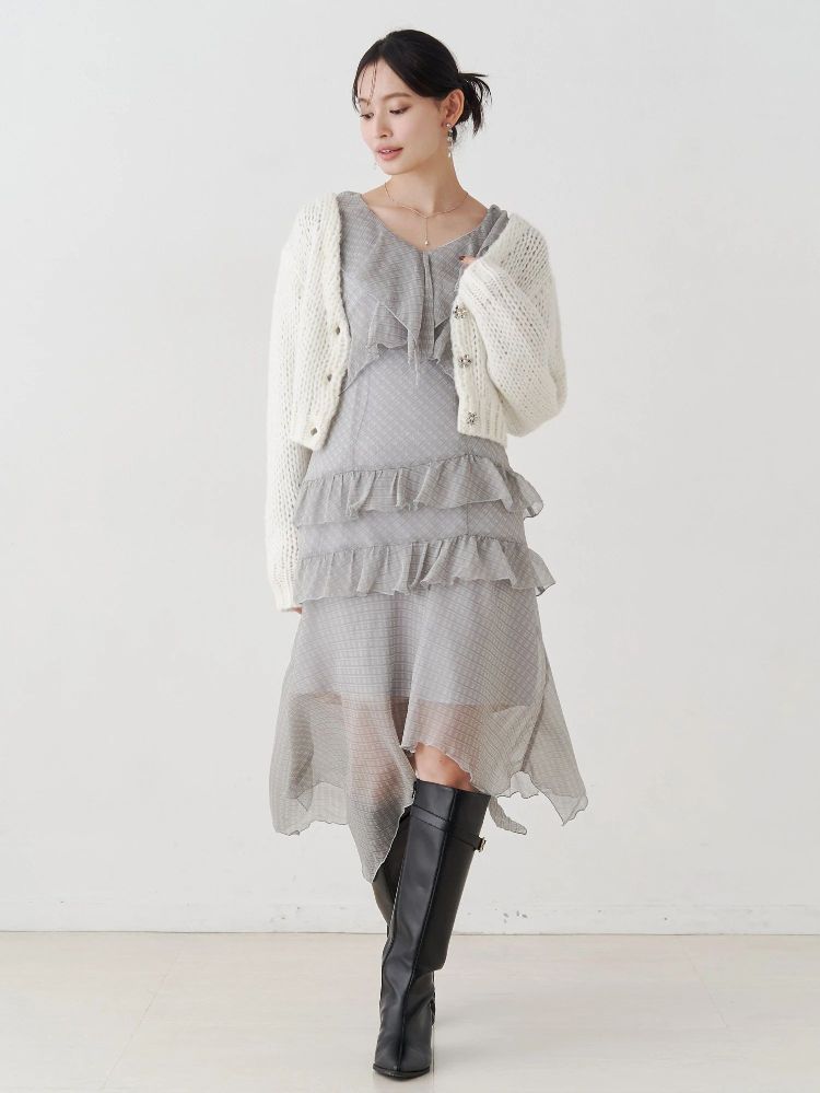 マーキュリーデュオ MERCURYDUO ローゲージデザインボタンカーディガン （オフホワイト） オフホワイト