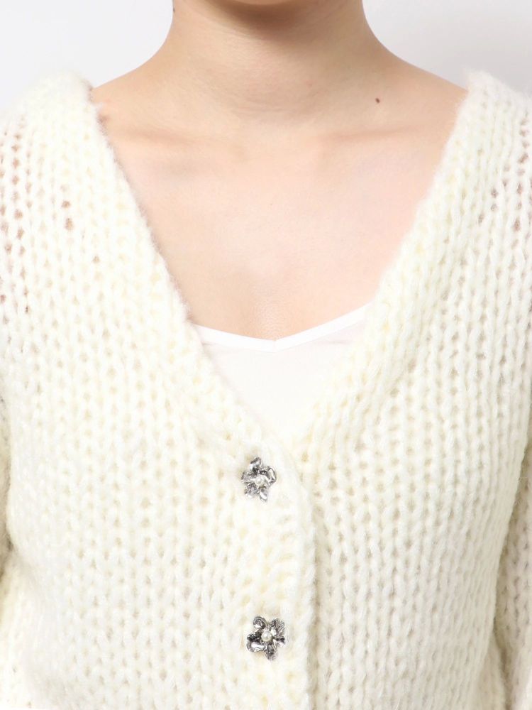 マーキュリーデュオ MERCURYDUO ローゲージデザインボタンカーディガン （オフホワイト） オフホワイト