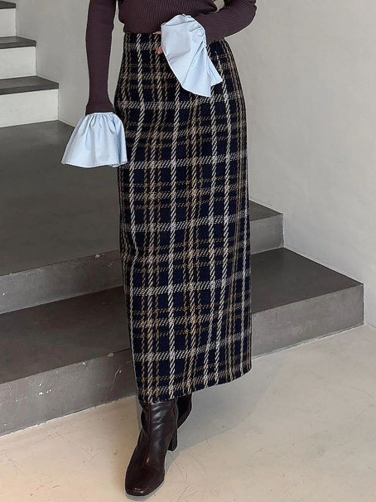 マーキュリーデュオ MERCURYDUO チェックツィードタイトスカート （オフホワイト） オフホワイト