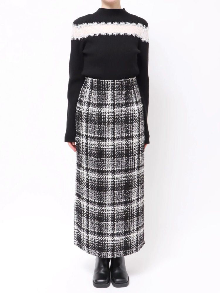 マーキュリーデュオ MERCURYDUO チェックツィードタイトスカート （オフホワイト） オフホワイト