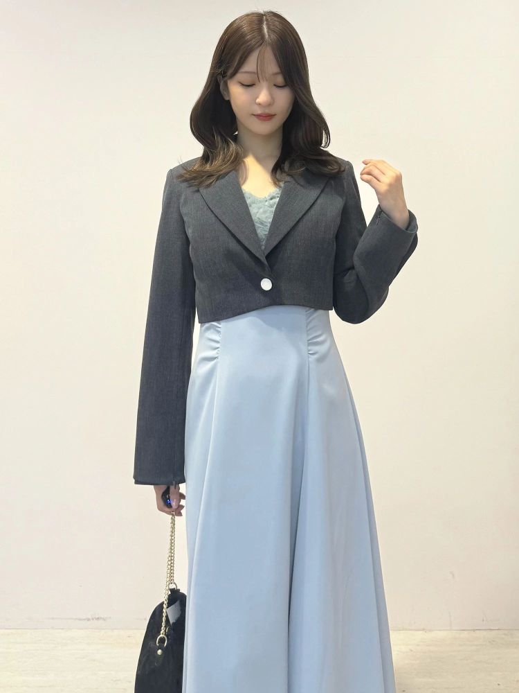 マーキュリーデュオ MERCURYDUO チュールフリルドッキングサテンワンピース （ブルー） ブルー