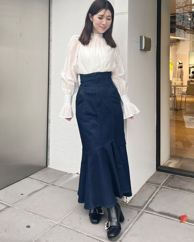 マーキュリーデュオ MERCURYDUO 前後2WAY袖口フリルブラウス