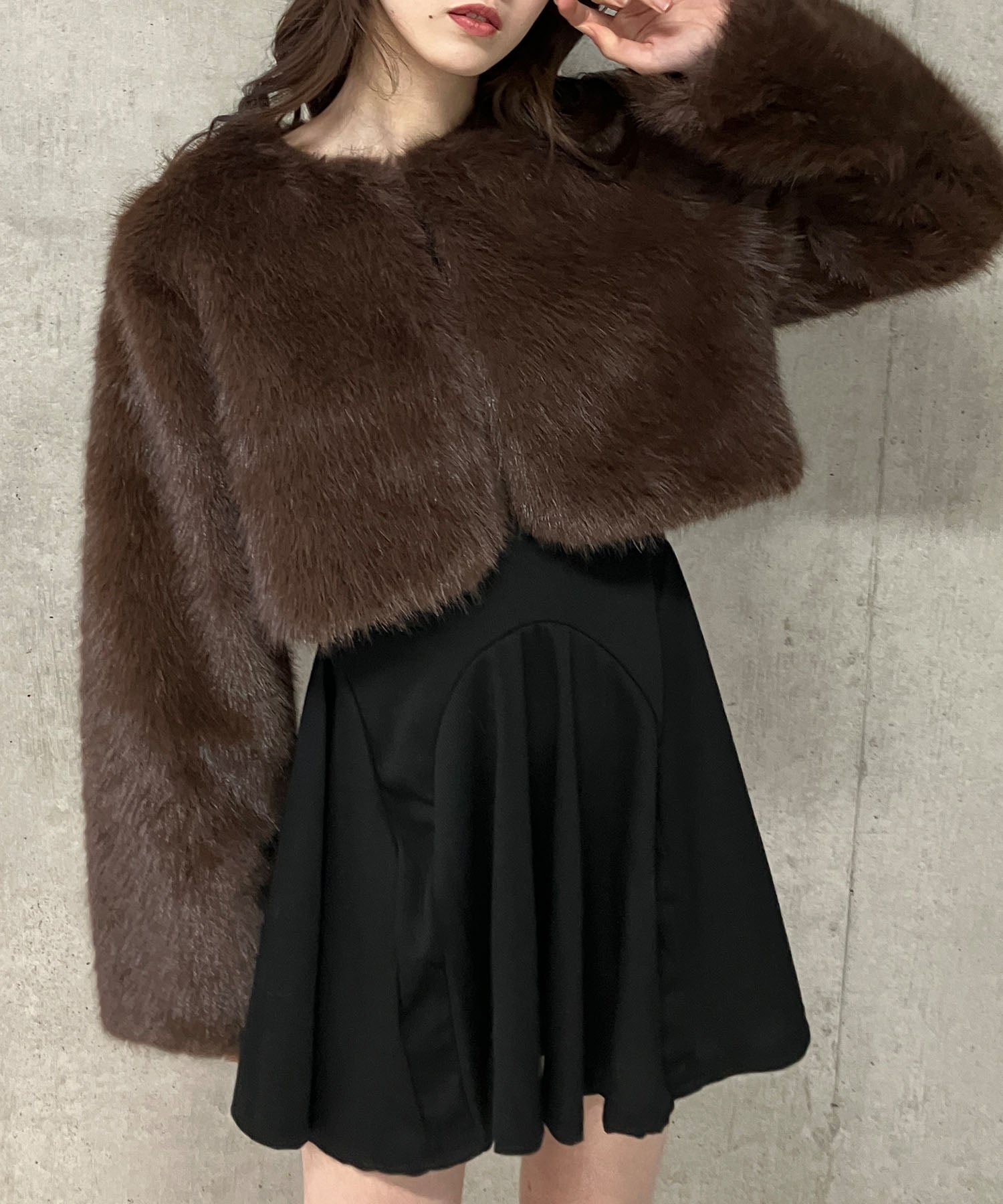 ミージェーン me Jane フェイクファーショート丈コート