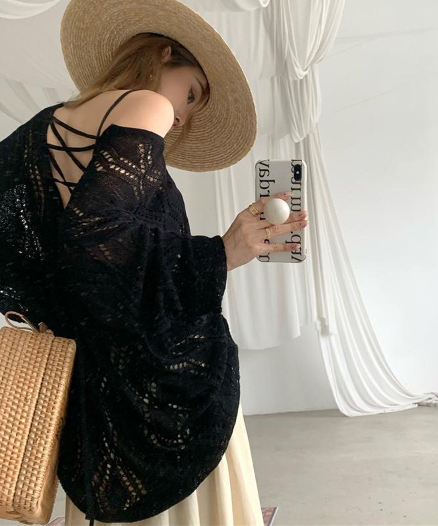 "me Jane Back Lace-Up Sheer Knit"