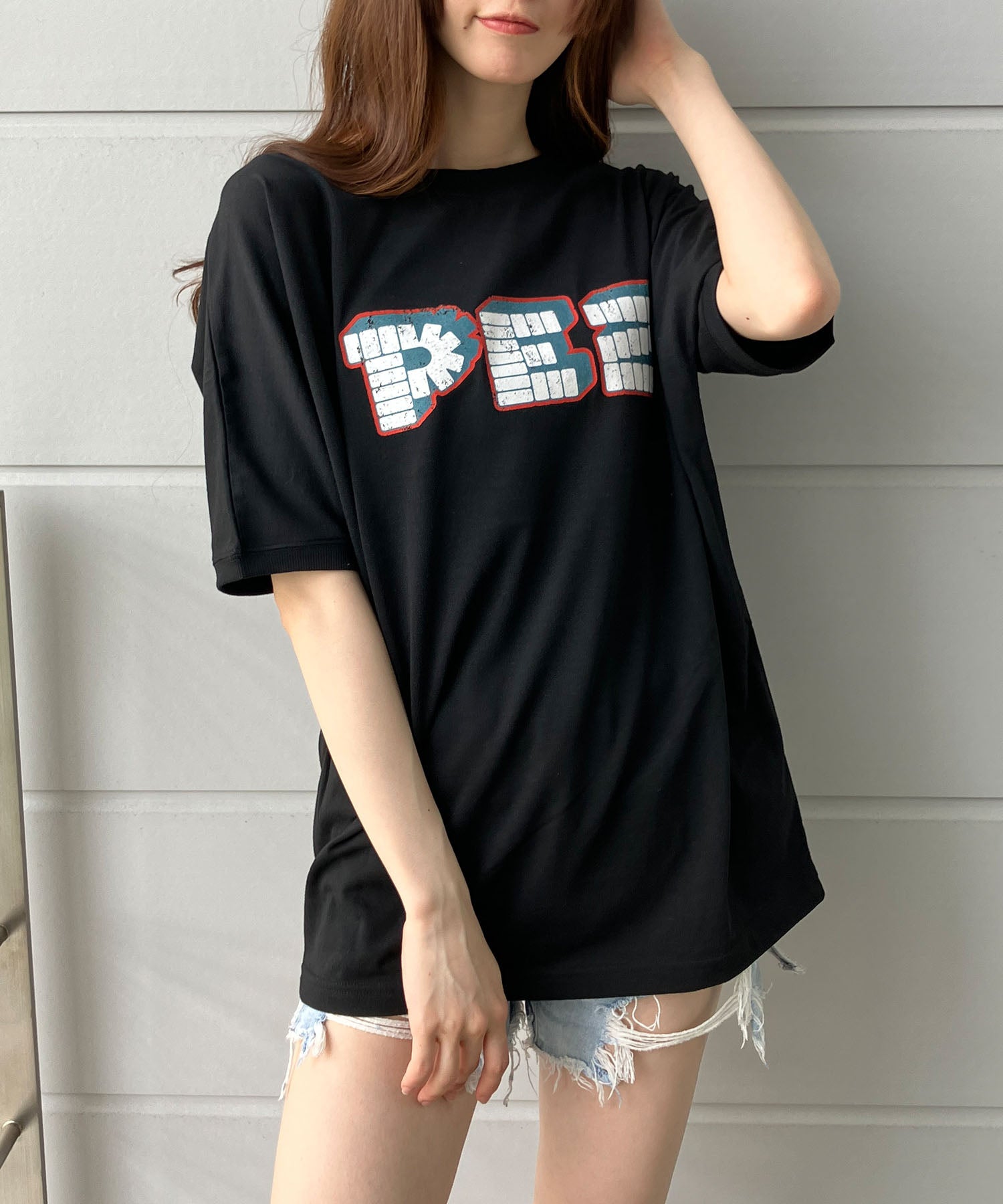 ミージェーン me Jane バックプリントPEZドルマンTシャツ （ブラック） ブラック