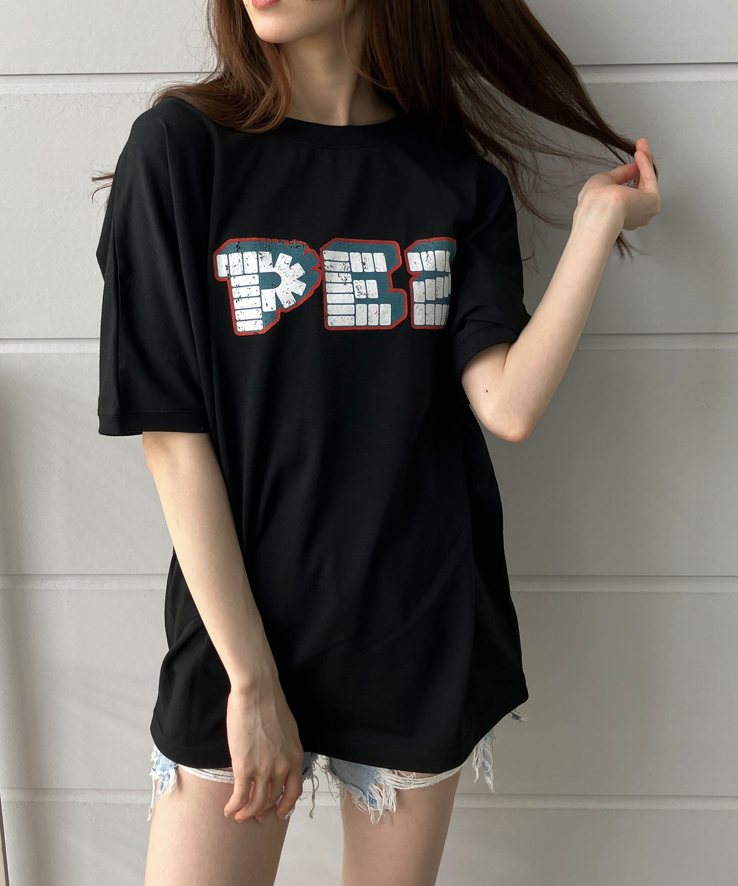 ミージェーン me Jane バックプリントPEZドルマンTシャツ （ブラック） ブラック