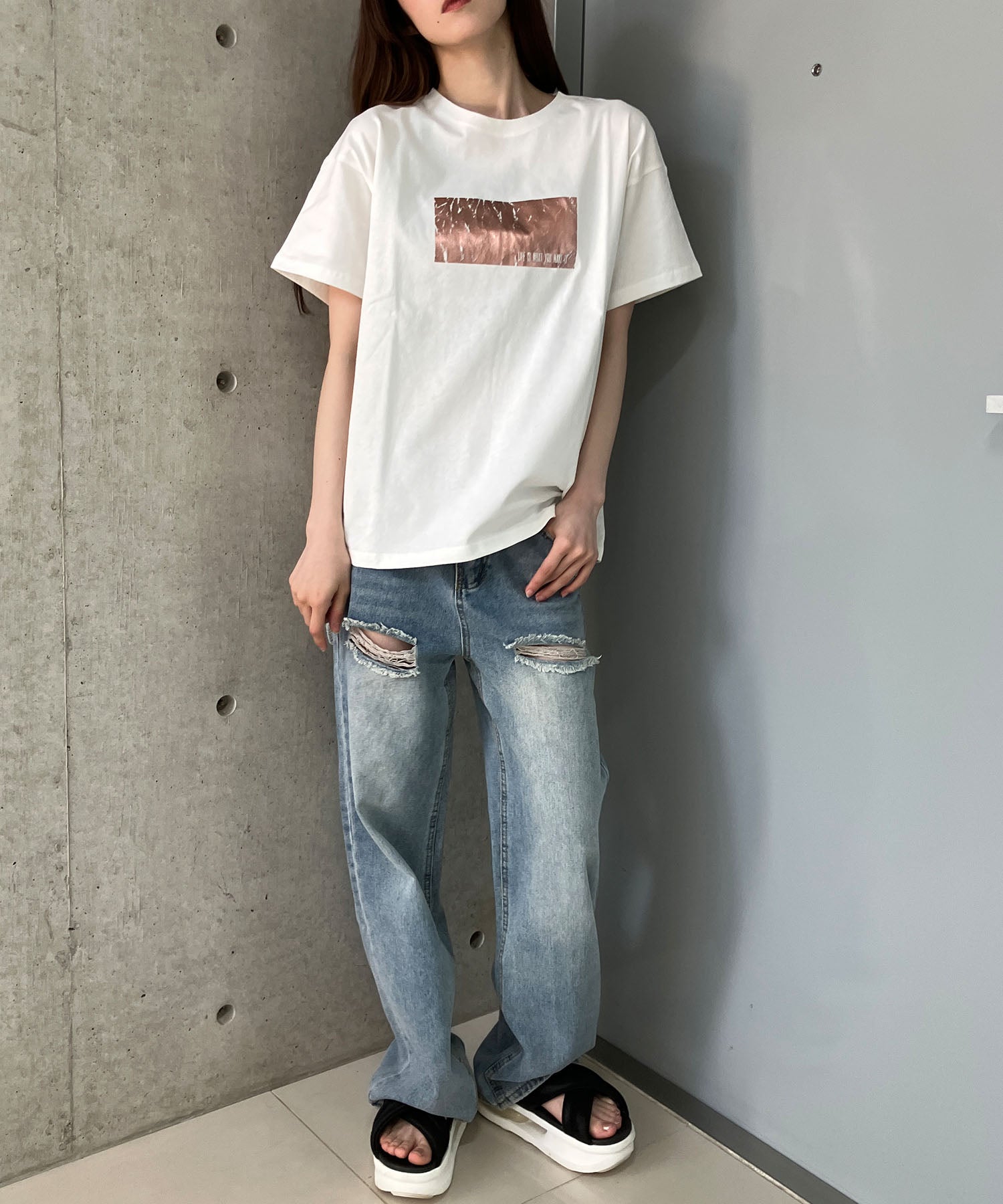 ミージェーン me Jane アニマルシルバー箔プリントTシャツ （ピンク） ピンク