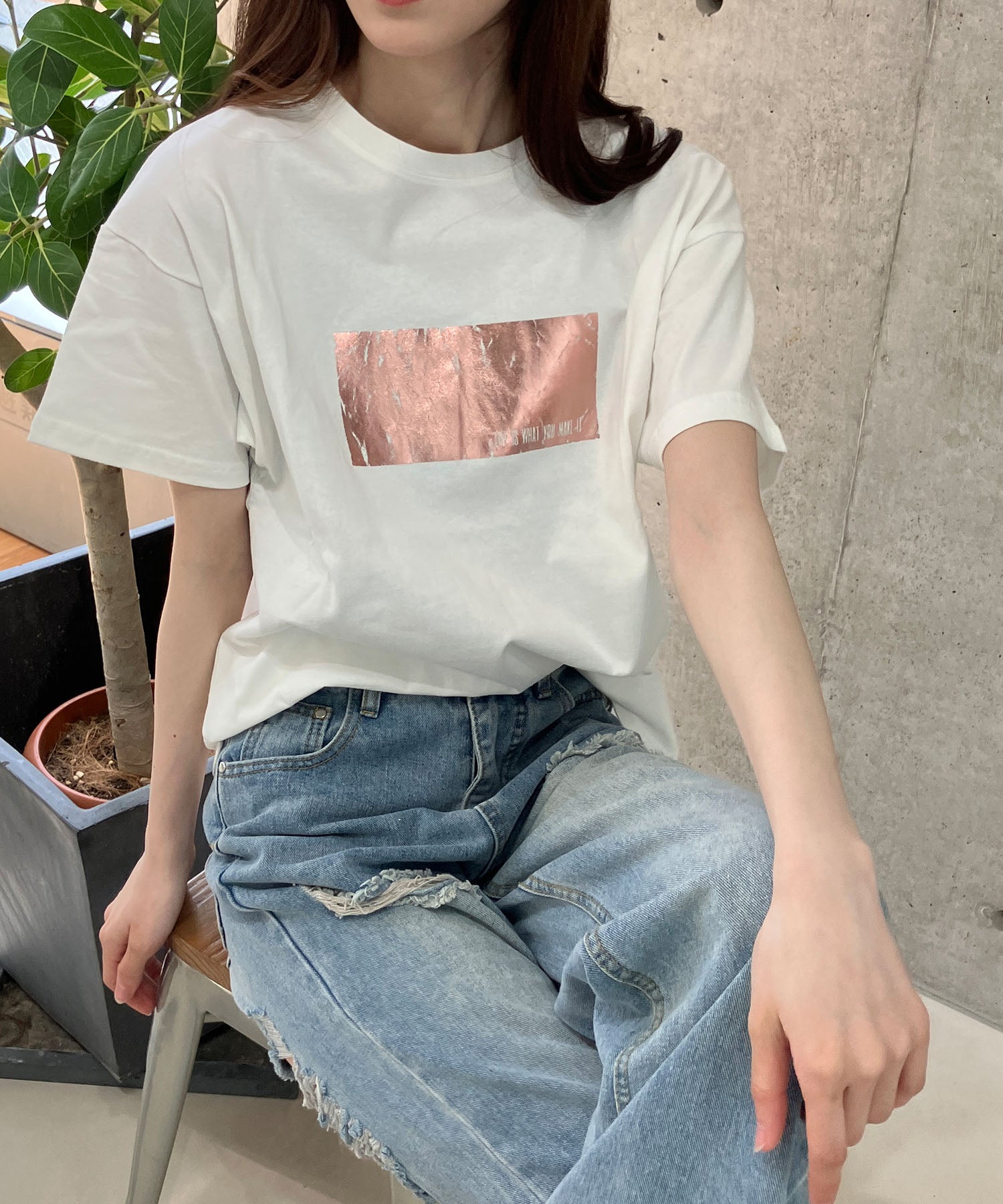 ミージェーン me Jane アニマルシルバー箔プリントTシャツ （ピンク） ピンク