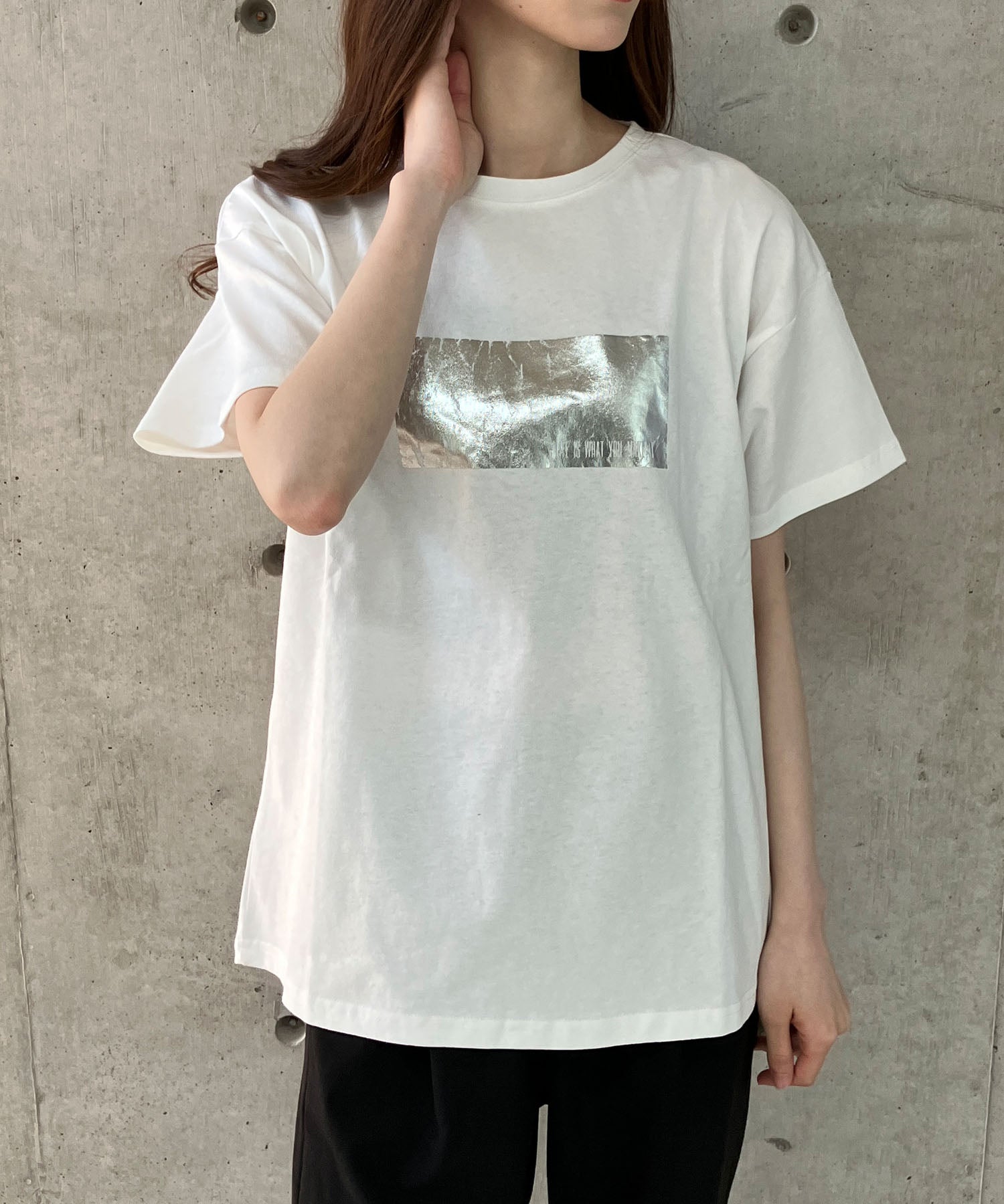 ミージェーン me Jane アニマルシルバー箔プリントTシャツ （シルバー） シルバー