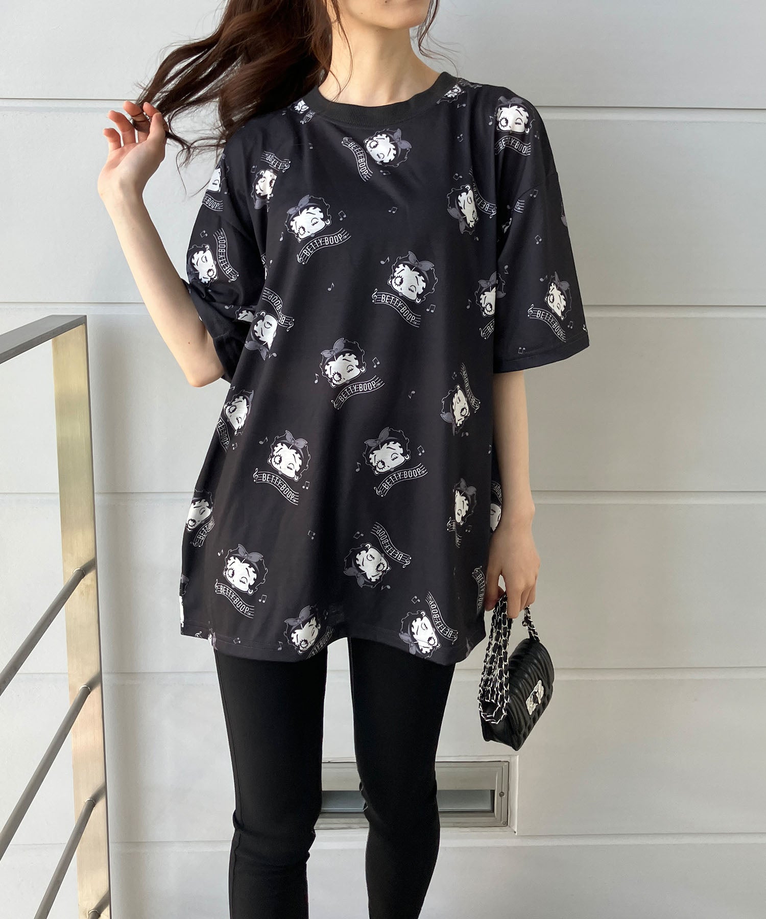 ミージェーン me Jane BETTY BOOP総柄プリントTシャツ （ブラック） ブラック