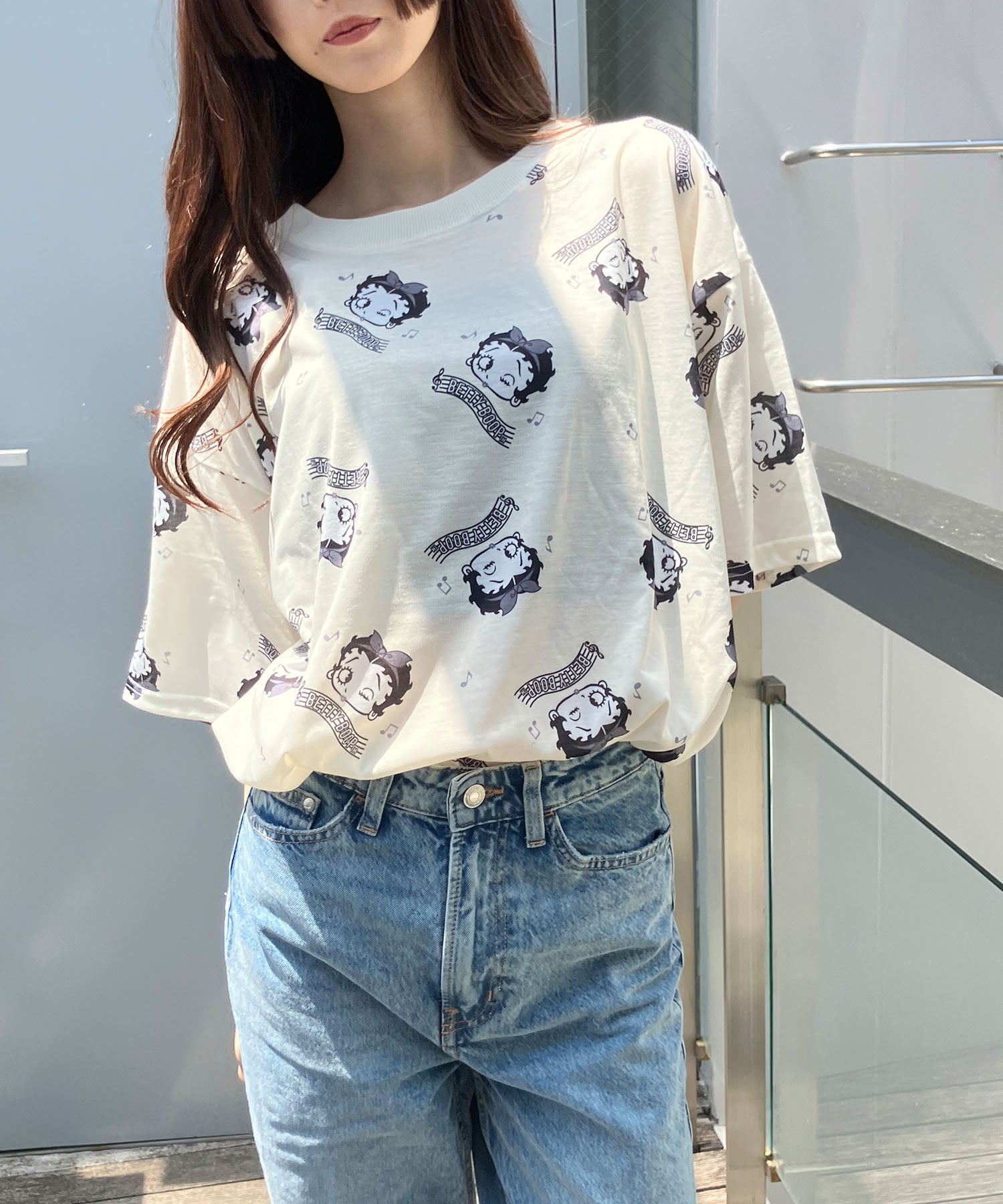 ミージェーン me Jane BETTY BOOP総柄プリントTシャツ （オフホワイト） オフホワイト