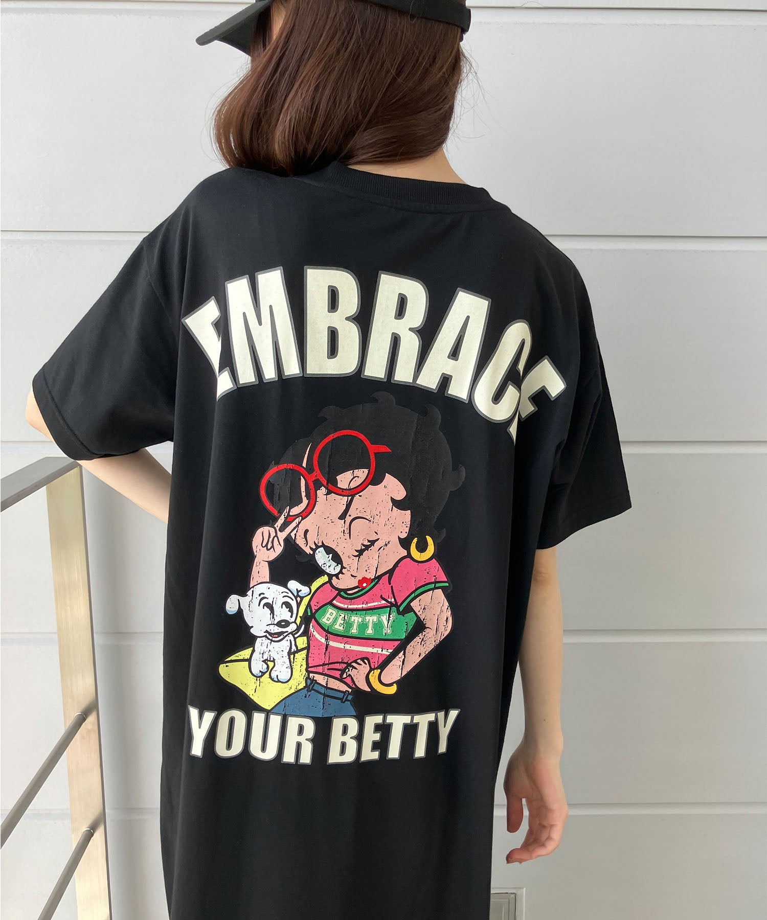 ミージェーン me Jane BETTY BOOPバックプリントTシャツワンピース （ブラック） ブラック