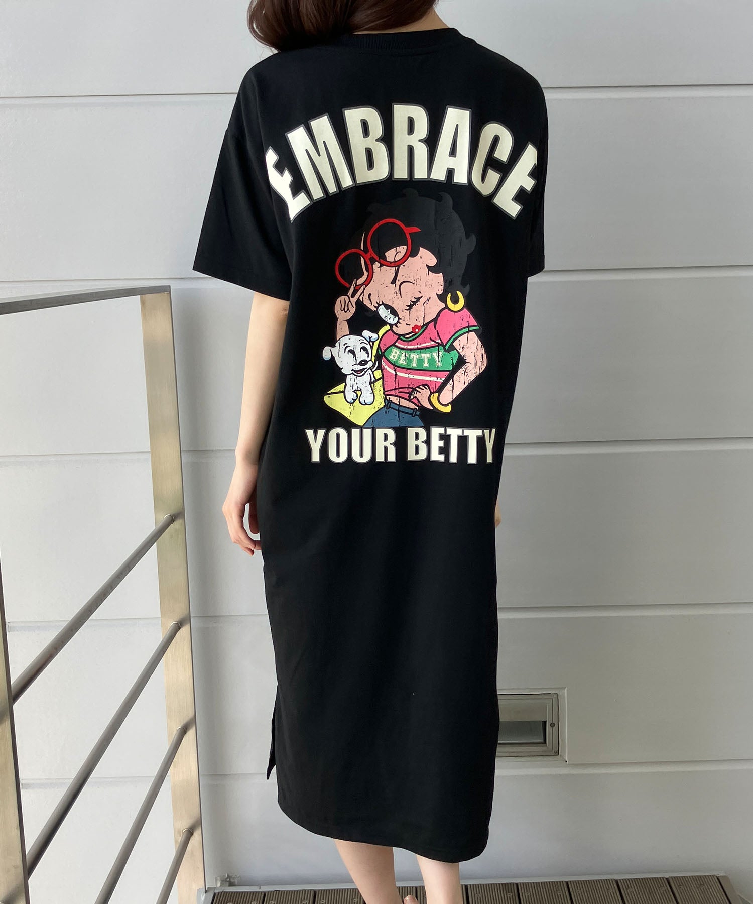 ミージェーン me Jane BETTY BOOPバックプリントTシャツワンピース （ブラック） ブラック