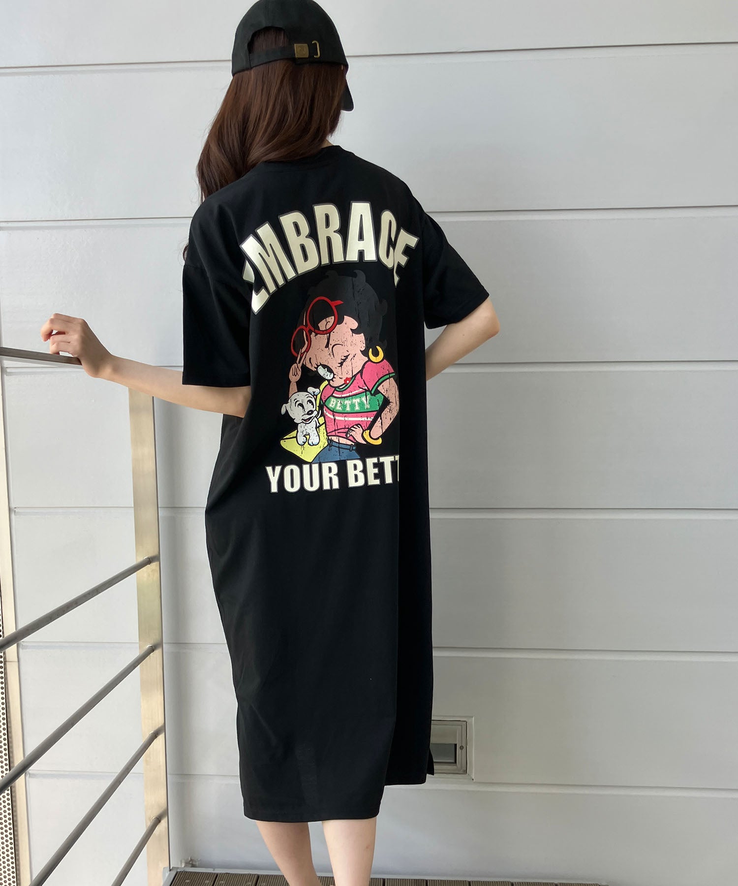 ミージェーン me Jane BETTY BOOPバックプリントTシャツワンピース （ブラック） ブラック