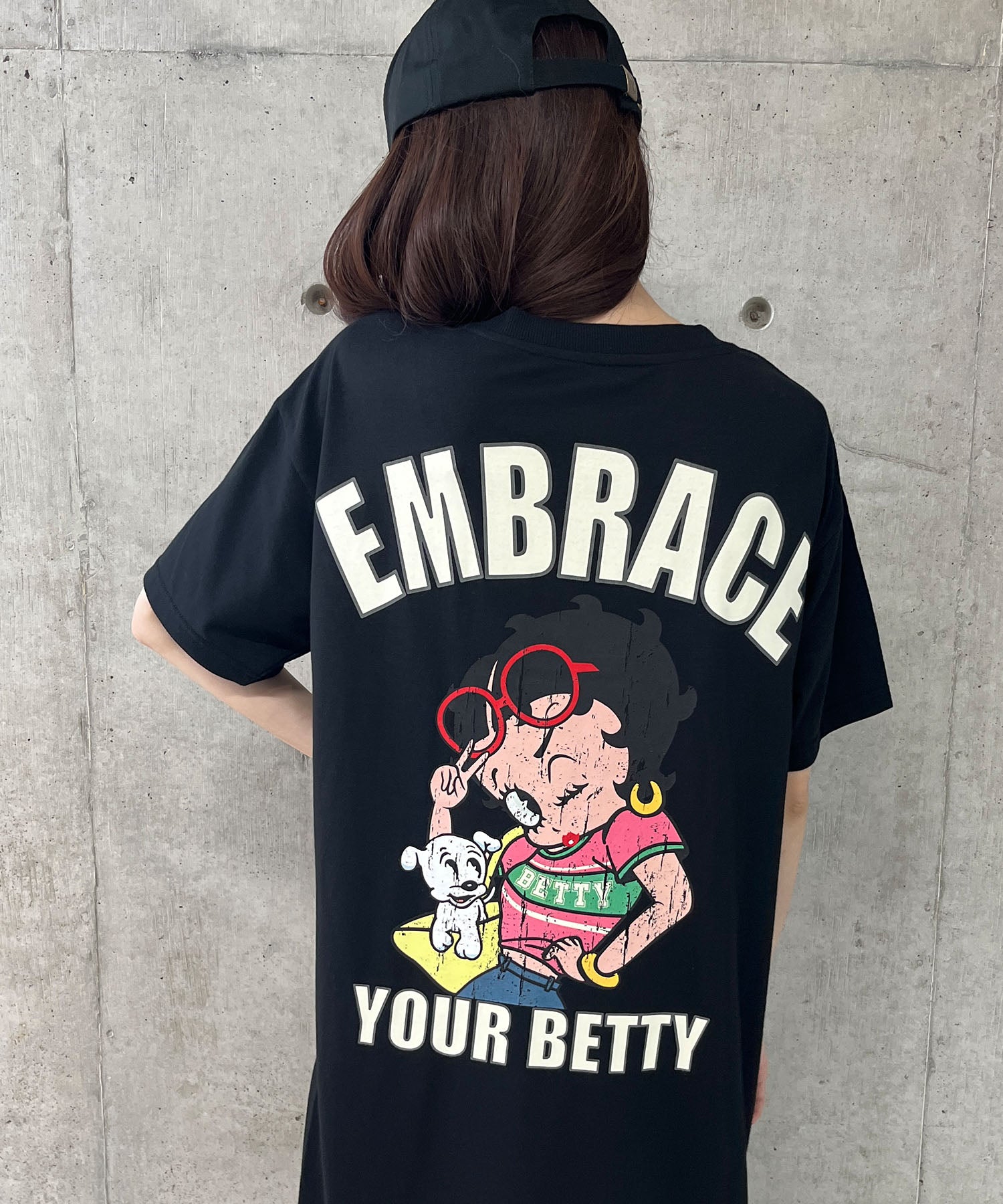 ミージェーン me Jane BETTY BOOPバックプリントTシャツワンピース （ブラック） ブラック