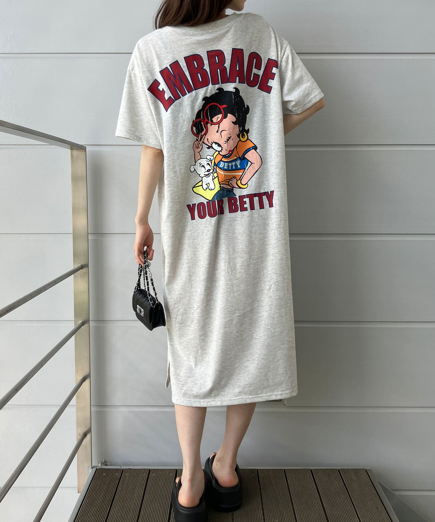 ミージェーン me Jane BETTY BOOPバックプリントTシャツワンピース （モクグレー） モクグレー