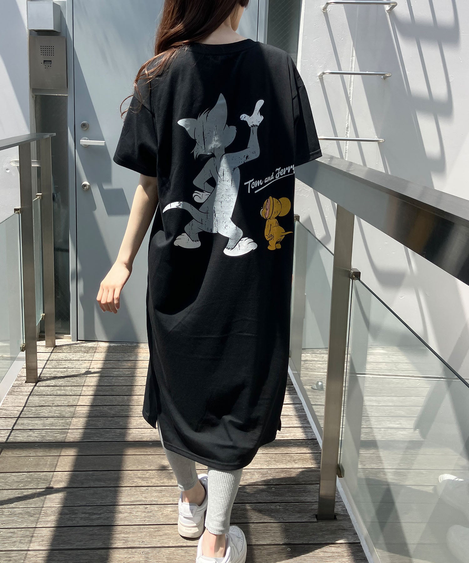 ミージェーン me Jane TOM＆JERRYプリントTシャツワンピース （ブラック） ブラック