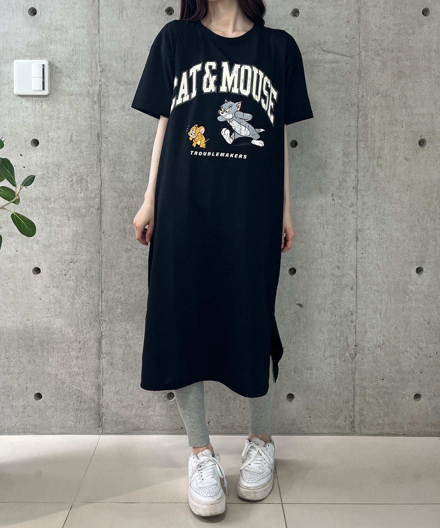 ミージェーン me Jane TOM＆JERRYプリントTシャツワンピース （ブラック） ブラック
