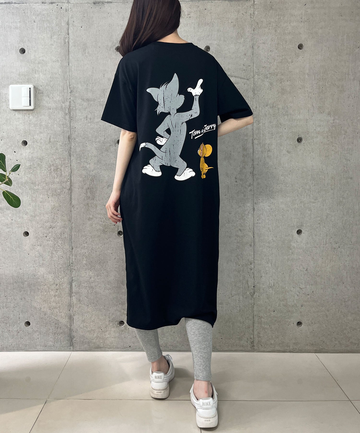 ミージェーン me Jane TOM＆JERRYプリントTシャツワンピース （ブラック） ブラック