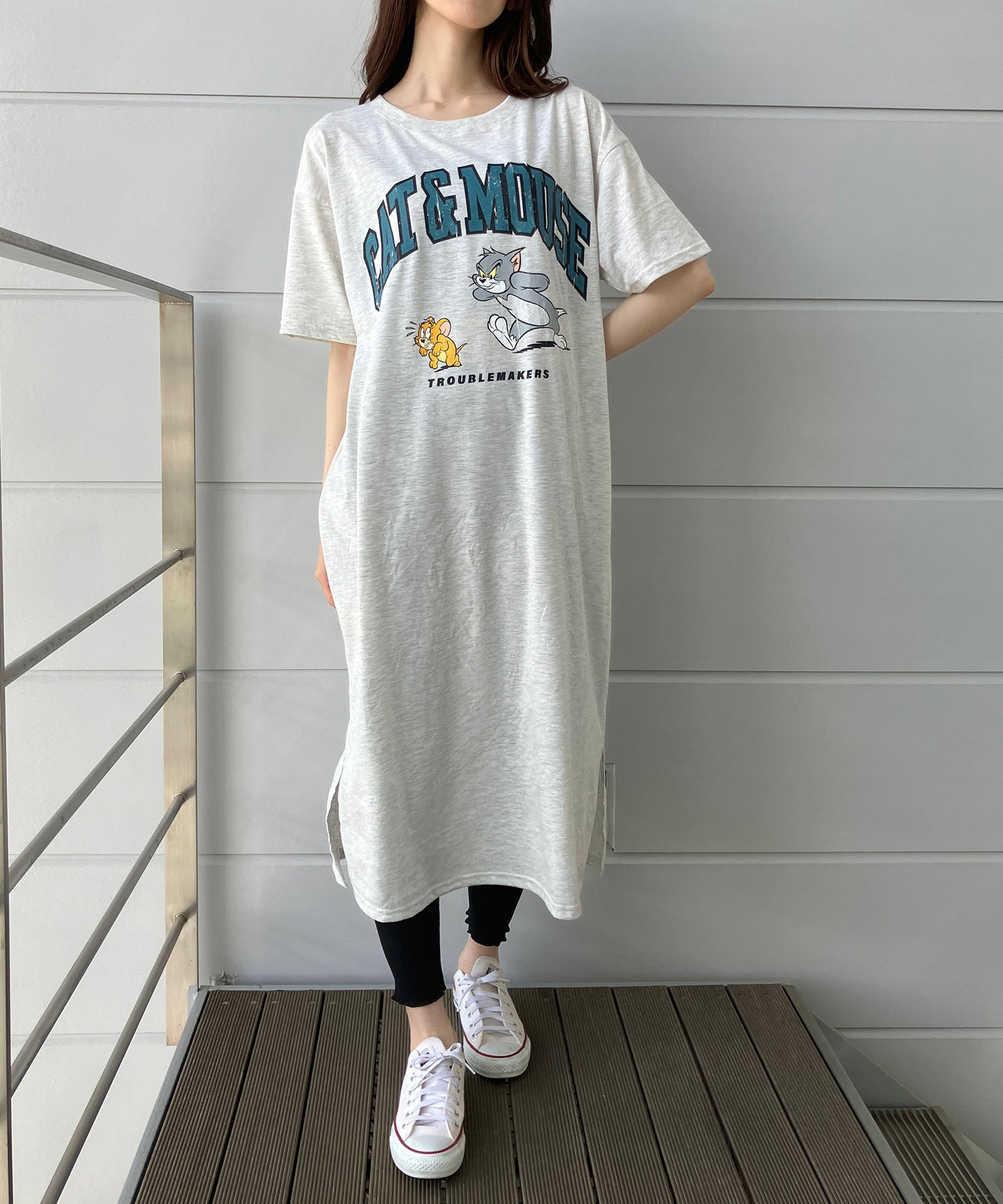 ミージェーン me Jane TOM＆JERRYプリントTシャツワンピース （モクグレー） モクグレー