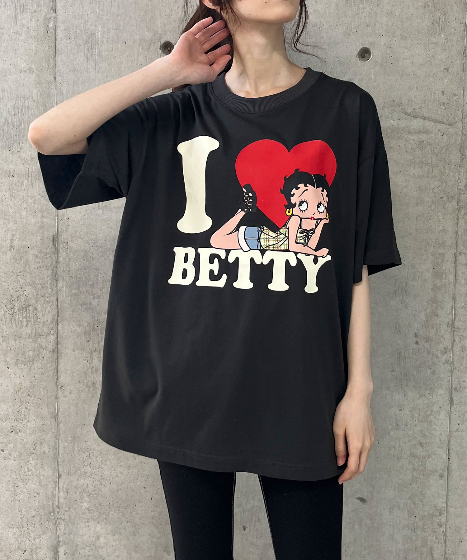 ミージェーン me Jane BETTY BOOPハートプリントTシャツ （チャコールグレー） チャコールグレー