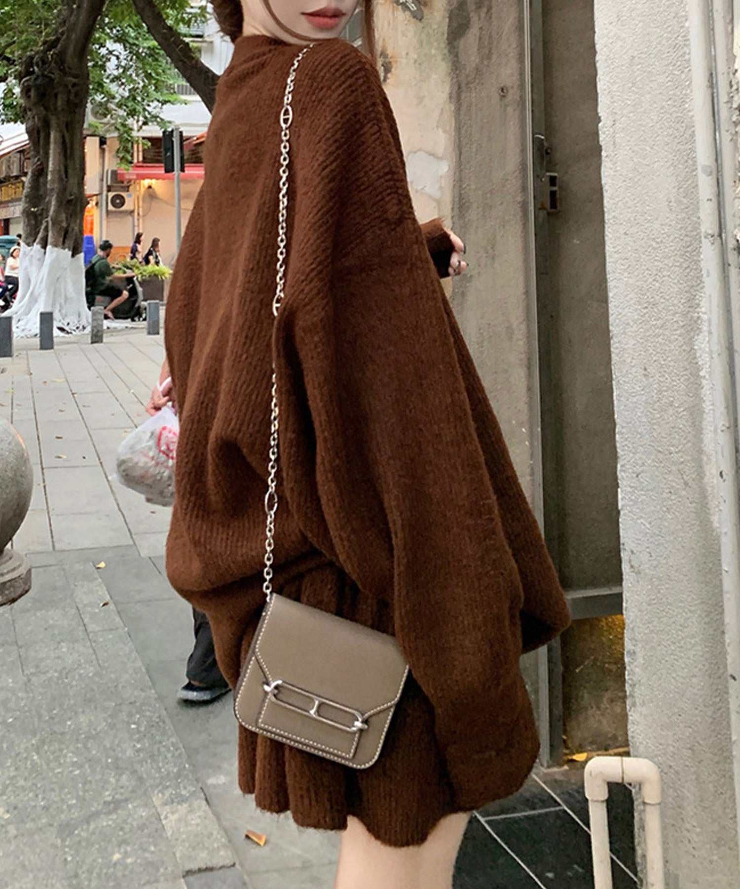 ミージェーン me Jane ニットカーディガン×スカート 2点セット （ブラウン） ブラウン