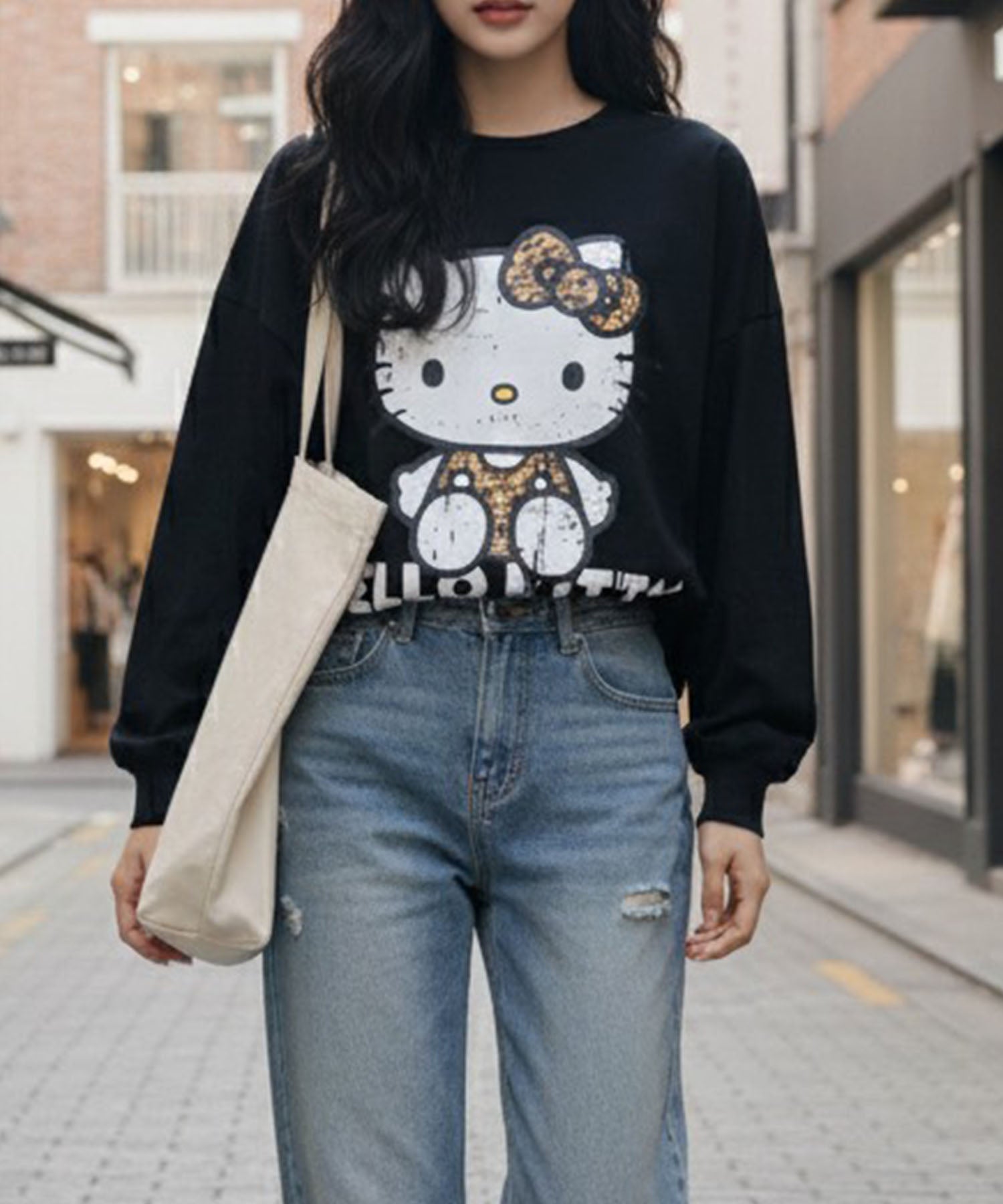 ミージェーン me Jane HELLO KITTYプリントロンT （ブラック） ブラック