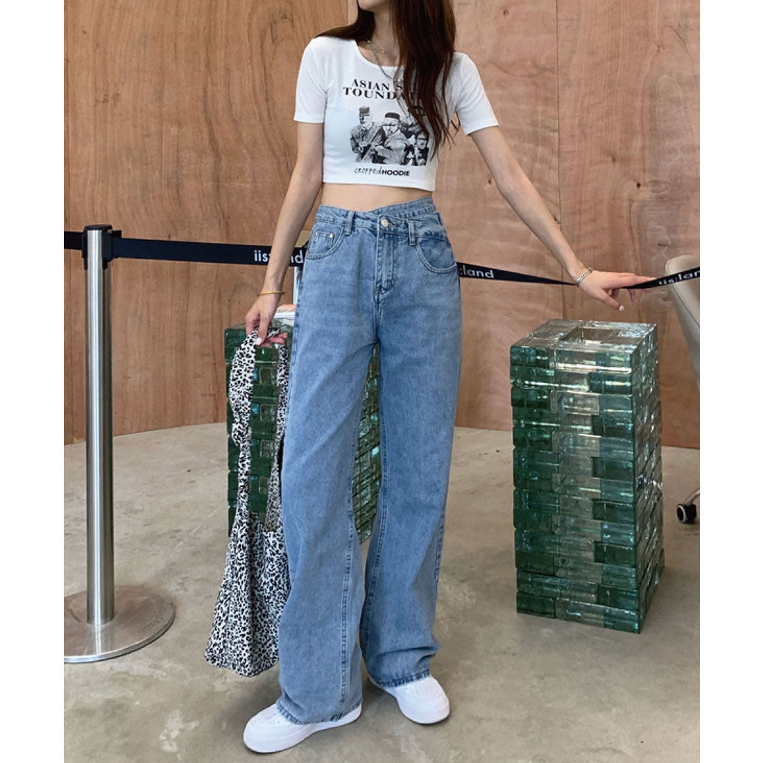ミージェーン me Jane ハイウエストルーズデニムセミワイドパンツ