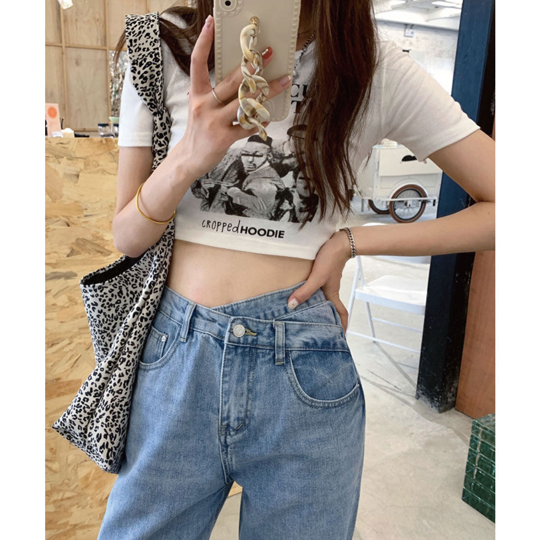 ミージェーン me Jane ハイウエストルーズデニムセミワイドパンツ