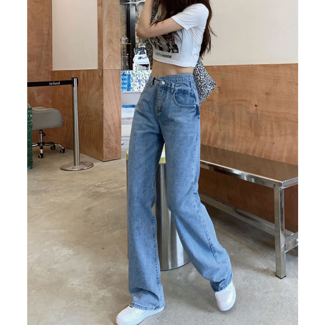 ミージェーン me Jane ハイウエストルーズデニムセミワイドパンツ