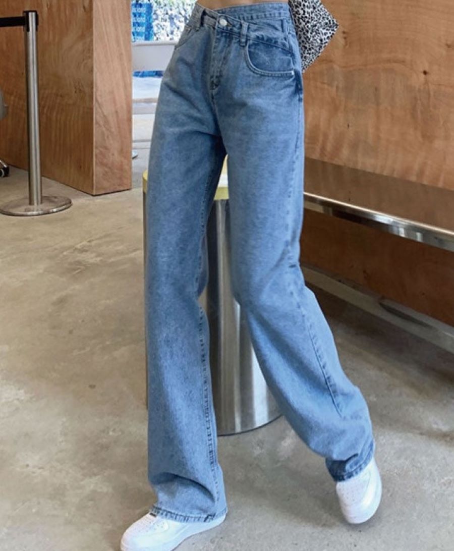 ミージェーン me Jane ハイウエストルーズデニムセミワイドパンツ