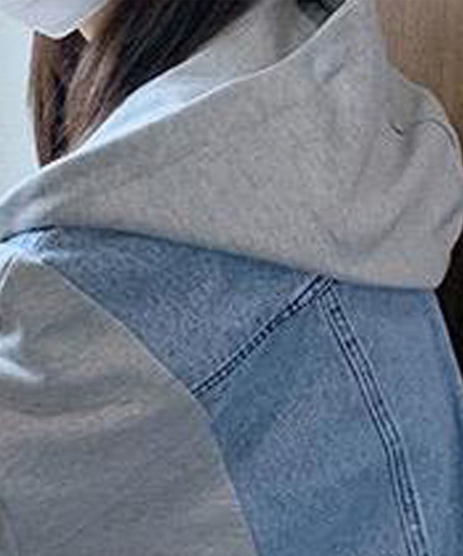 ミージェーン me Jane デニム切替オーバーサイズフードコート （グレー） グレー