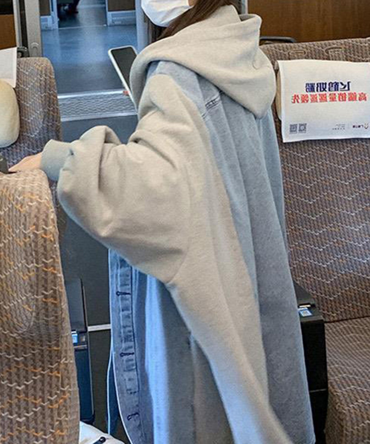 ミージェーン me Jane デニム切替オーバーサイズフードコート （グレー） グレー