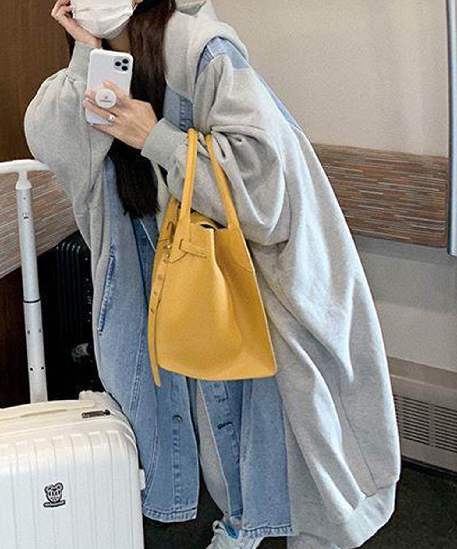 ミージェーン me Jane デニム切替オーバーサイズフードコート （グレー） グレー