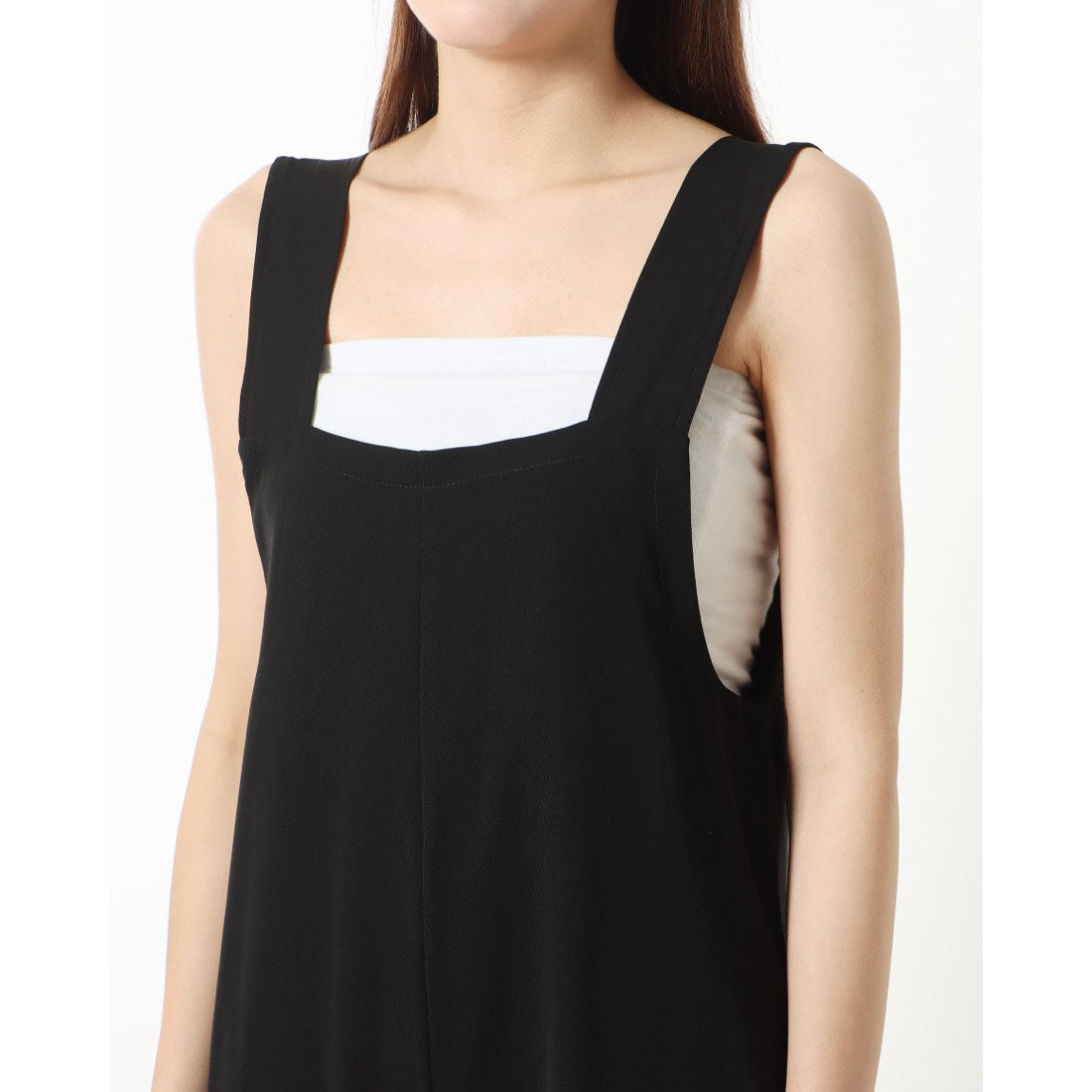 ミージェーン me Jane 都会派ルックのサロペットワイドパンツ （ブラック） ブラック