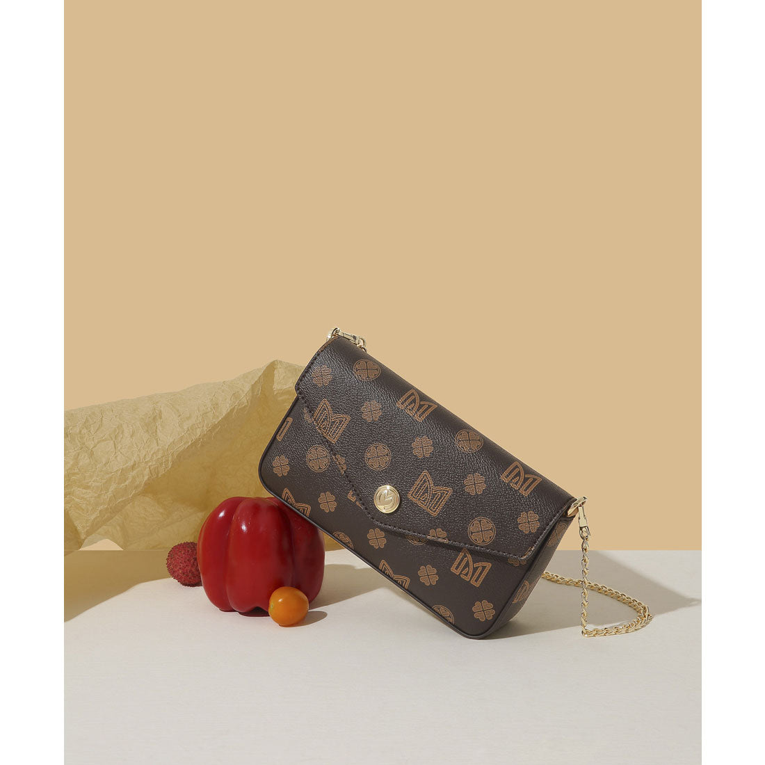 MEXICAN MEXICAN 2-piece set with pouch Monogram chain bag Mini bag Safe material Cute for adults