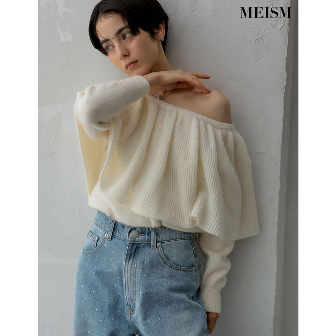 ミズム MEISM [2024-25 WINTER COLLECTION][MEISM by Re:EDIT]3WAYラッフルフリルニットプルオーバー