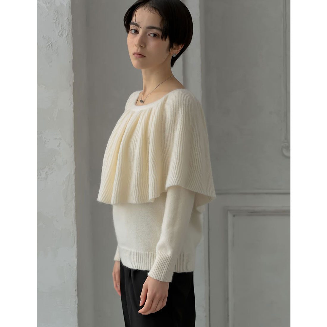ミズム MEISM [2024-25 WINTER COLLECTION][MEISM by Re:EDIT]3WAYラッフルフリルニットプルオーバー