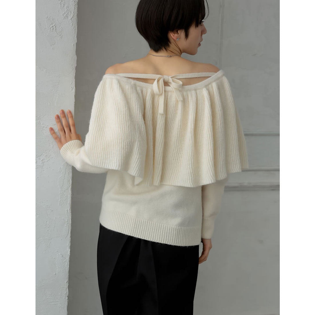ミズム MEISM [2024-25 WINTER COLLECTION][MEISM by Re:EDIT]3WAYラッフルフリルニットプルオーバー