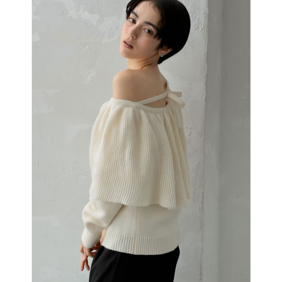 ミズム MEISM [2024-25 WINTER COLLECTION][MEISM by Re:EDIT]3WAYラッフルフリルニットプルオーバー