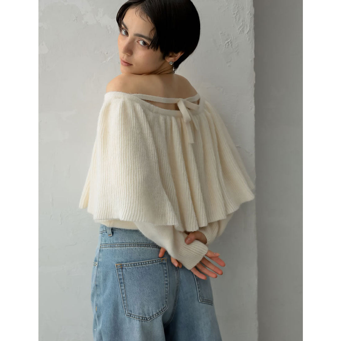 ミズム MEISM [2024-25 WINTER COLLECTION][MEISM by Re:EDIT]3WAYラッフルフリルニットプルオーバー