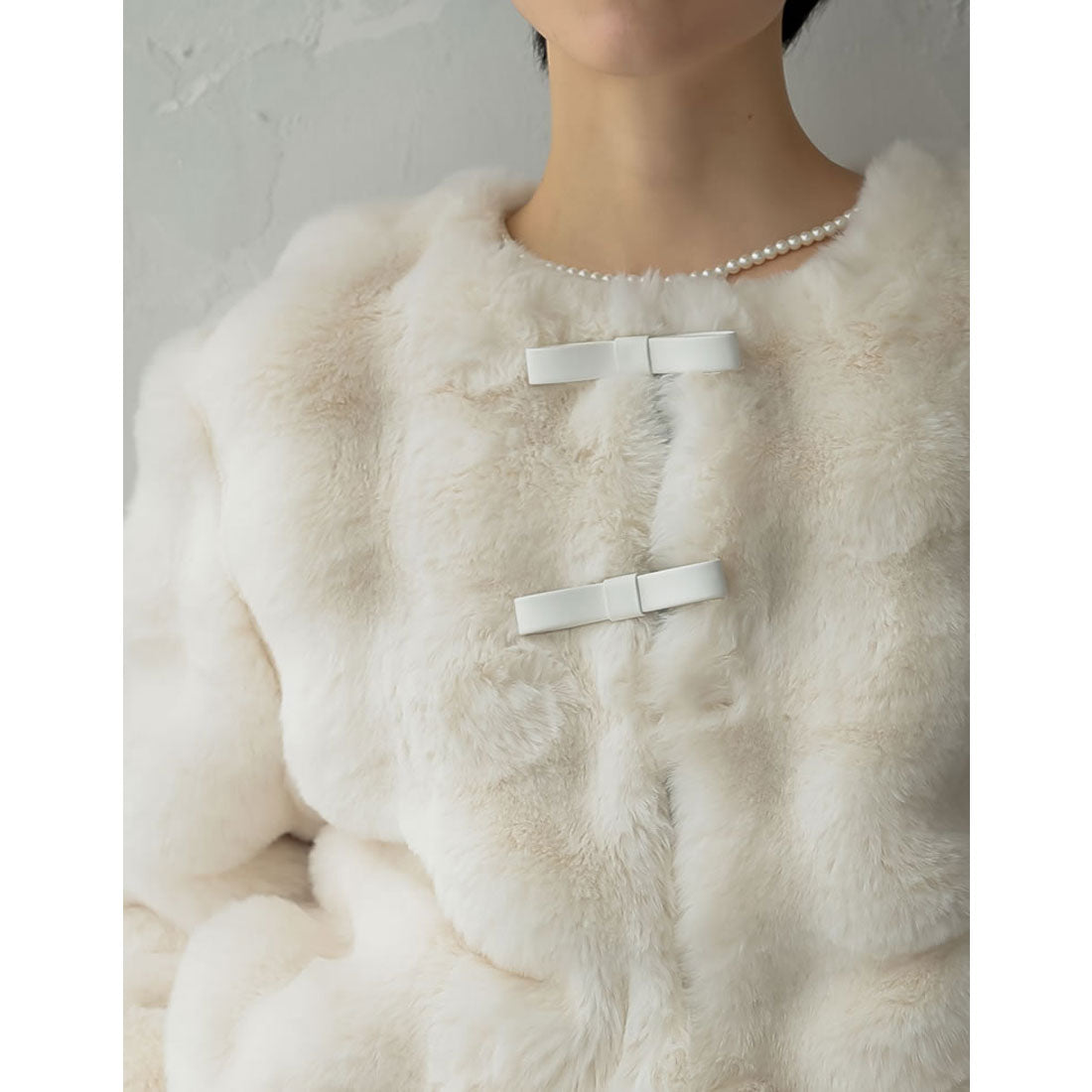ミズム MEISM [2024-25 WINTER COLLECTION][MEISM by Re:EDIT]ブロックフェイクファーリボン付ショートコート
